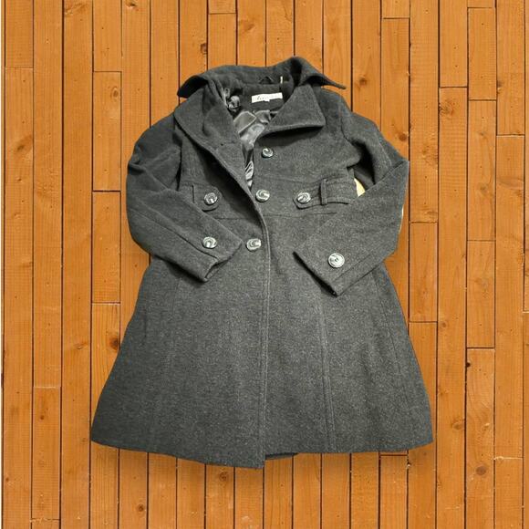 Kenneth Cole New York Space Gray Wool Blend Winter Pea Coat Size 8 - Picture 1 of 8